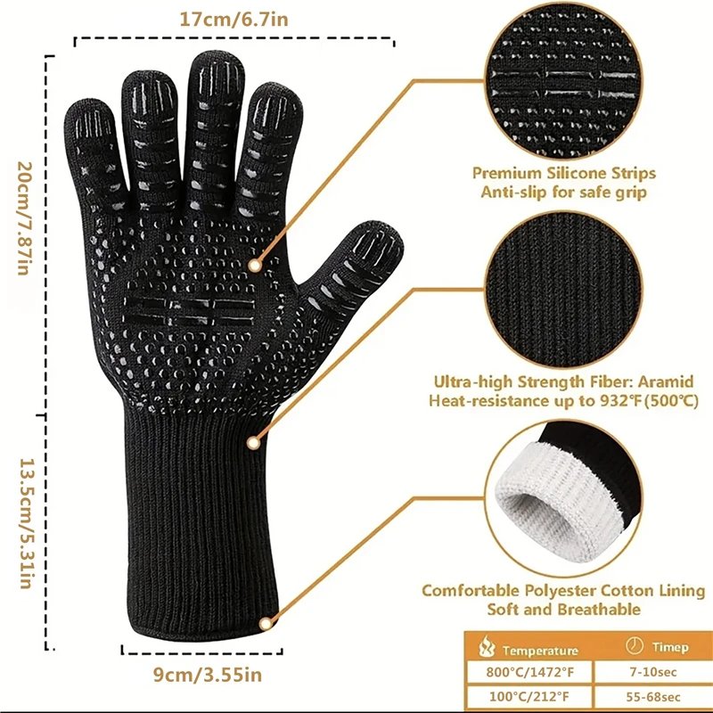 One Piece BBQ Gloves High Temperature Resistance