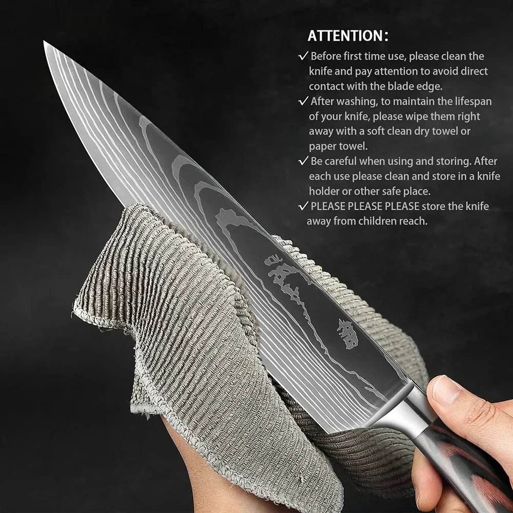 Professional Damascus Kitchen Knives Japanese Santoku Cleaver Slicing Knife Stainless Steel Boning Knife Butcher Cleaver Knife