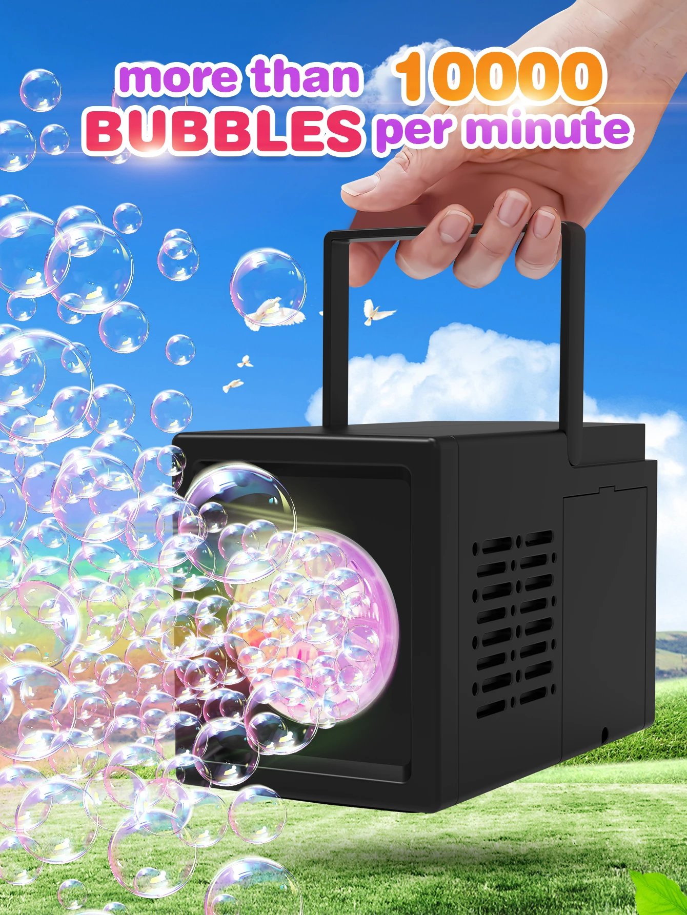 10 hole fully automatic bubble blowing handheld electric bubble machine toy outdoor birthday without battery and bubble water