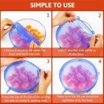 6Pcs Food Grade Silicone Preservation Cover Reusable Airtight Food Universal Dish Stretch Round Lids For Kitchen Accessories - Image 3
