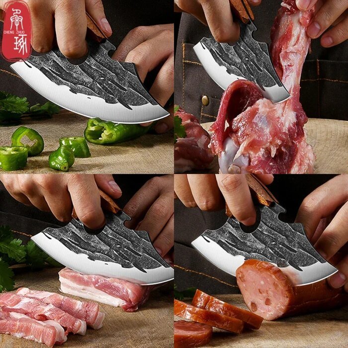 Multifunctional Kitchen Knife Stainless Steel Forged Knife Meat Cleaver Boning Knife with Bottle Opener Portable Pocket Knife - Image 4