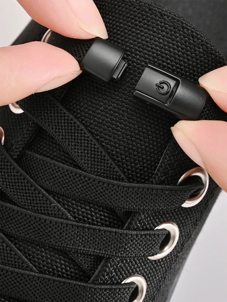 8mm No Tie Shoe Laces Press Lock Shoelaces Without Ties Elastic Laces Sneaker Kids Adult Widened Flat Shoelace for Shoes