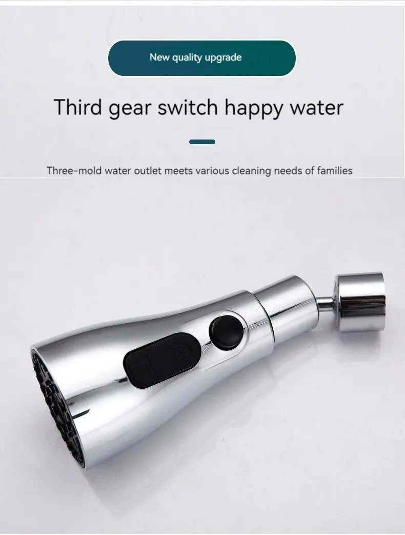 1pc Faucet Extender Metal Alloy,Three Modes,Head Water Saver Home Extended Shower Spray Filte