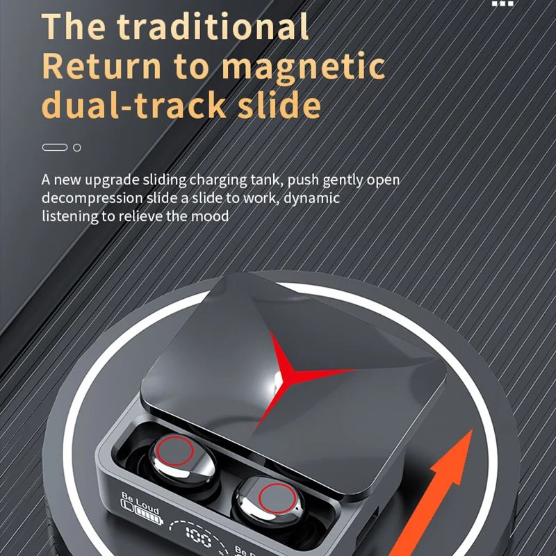 New M90 Wireless Headphones Sliding Cover Gaming Headsets Bluetooth 5.1 Stereo Sports Earbuds Earphones with Led Digital Display