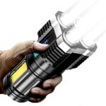 High Power Rechargeable Led Flashlight 7LED Camping Torch With Cob Side Light Lightweight Outdoor Lighting ABS Material - Image 2