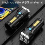 High Power Rechargeable Led Flashlight 7LED Camping Torch With Cob Side Light Lightweight Outdoor Lighting ABS Material - Image 6