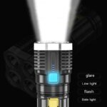 High Power Rechargeable Led Flashlight 7LED Camping Torch With Cob Side Light Lightweight Outdoor Lighting ABS Material - Image 4