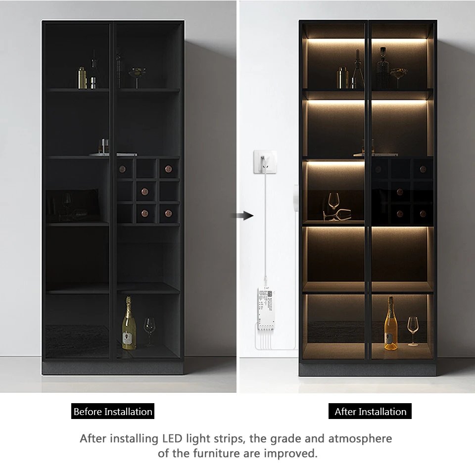 Under Cabinet Collection Display COB LED Strip Light Bookcase Wardrobe Closet Lamp Tape Penetrable Wood Dimmable Touch Sensor Under Cabinet Collection Display COB LED Strip Light Bookcase Wardrobe Closet Lamp Tape Penetrable Wood Dimmable Touch Sensor