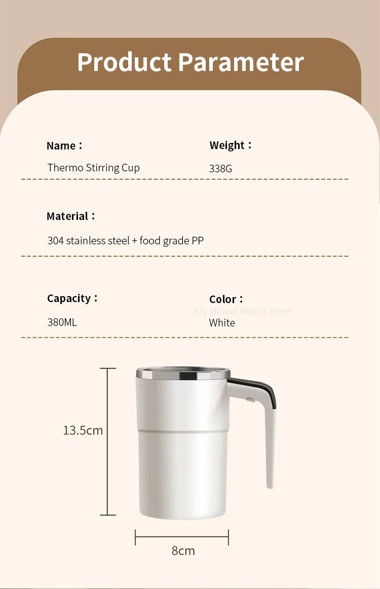 Automatic Stirring Cup Rechargeable Portable Coffee Electric Stirring Stainless Steel Mixer Rotating Magnetic Self Stirring Mugs