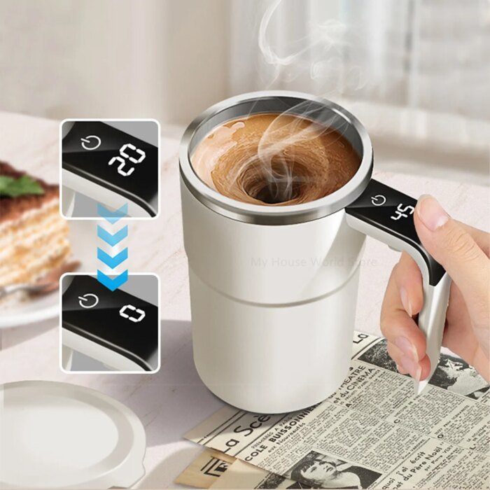 Automatic Stirring Cup Rechargeable Portable Coffee Electric Stirring Stainless Steel Mixer Rotating Magnetic Self Stirring Mugs - Image 3