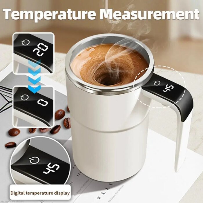 Automatic Stirring Cup Rechargeable Portable Coffee Electric Stirring Stainless Steel Mixer Rotating Magnetic Self Stirring Mugs - Image 1