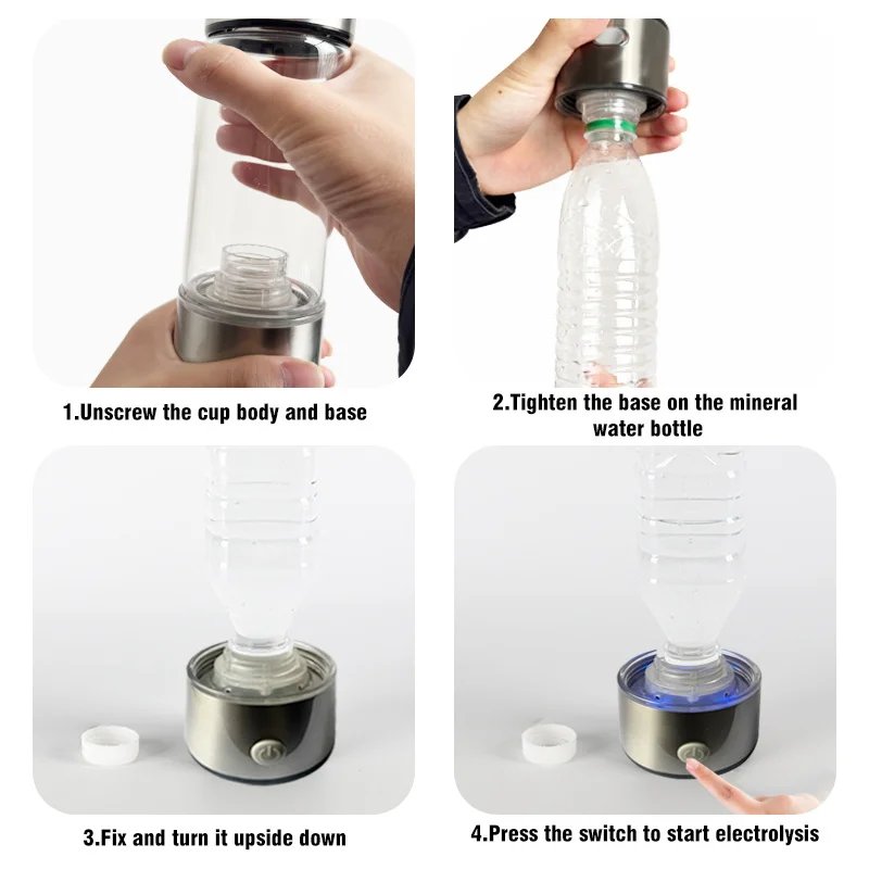 420ml Hydrogen-Rich Water Cup Electric Hydrogen Rich Water Generator Bottle Titanium Quality Filter Portable Antioxidant Lonizer