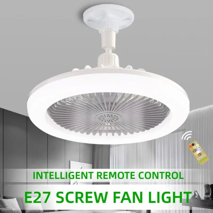 Rotatable 3in1 Ceiling Fan with Remote Control Lighting Lamp E27 Converter Base Lighting Base Bedroom Living Room Miflame - Image 1