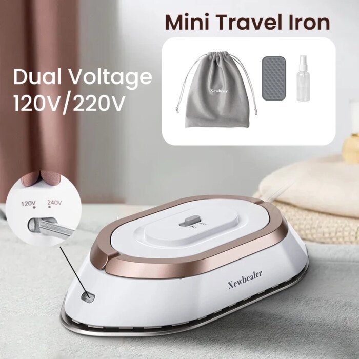 Handheld Mini Electric Dry Iron 120V/220V Dual-voltage 30S Heat Non-steam Garment Irons for Clothes Portable Lightweight Travel - Image 1