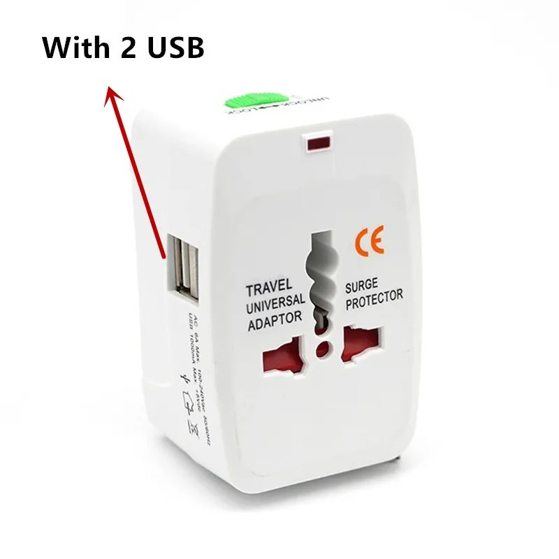 2 USB Charging Universal Travel Adapter All-in-one International World Travel AC Power Converter Plug Adaptor Socket Eu