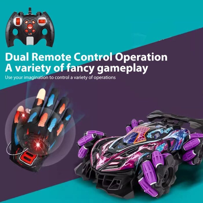 Drift RC Car With Led Lights Music 2.4G Glove Gesture Radio Remote Control Spray Stunt Car 4WD Electric Children Toys - Image 3