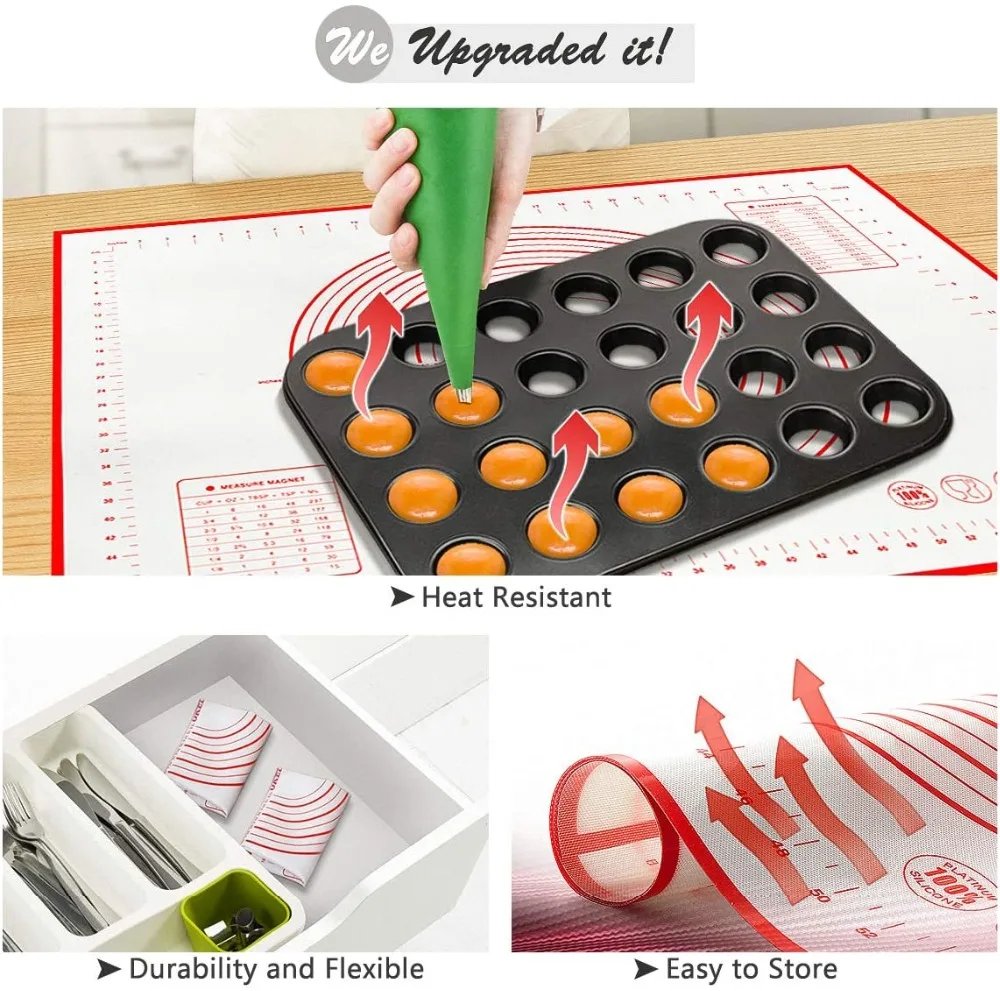 UNTIOR 1PCS Silicone Baking Mat Kneading Pad Dough Mat Pizza Cake Dough Maker Kitchen Cooking Grill Non-Stick Gadgets Bakeware