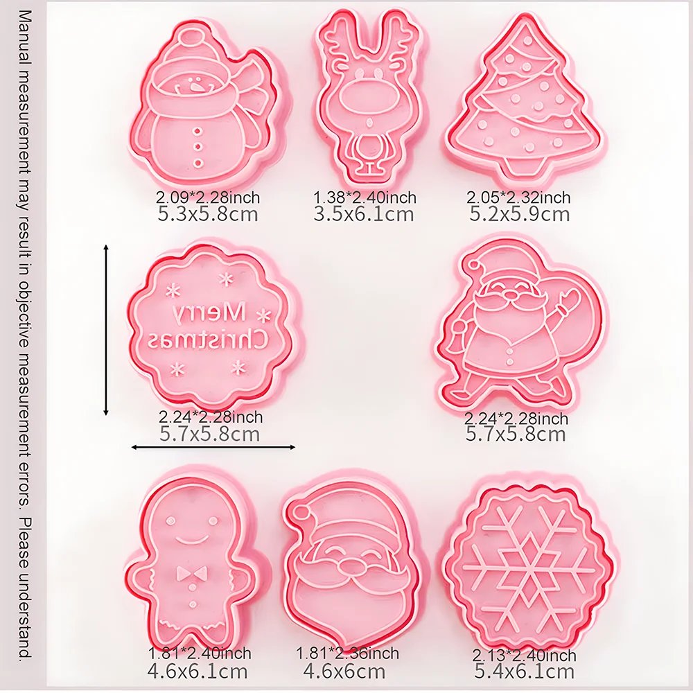 Cookies Cutter Christmas Dough Stamp Plastic 3D Cartoon Pressable Biscuit Mold Confectionery Baking Pastry Bakeware