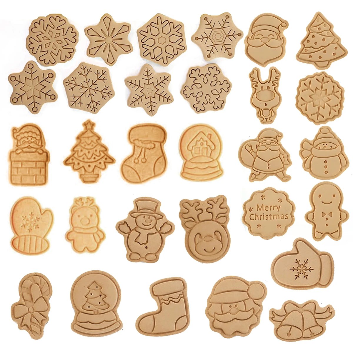 Cookies Cutter Christmas Dough Stamp Plastic 3D Cartoon Pressable Biscuit Mold Confectionery Baking Pastry Bakeware