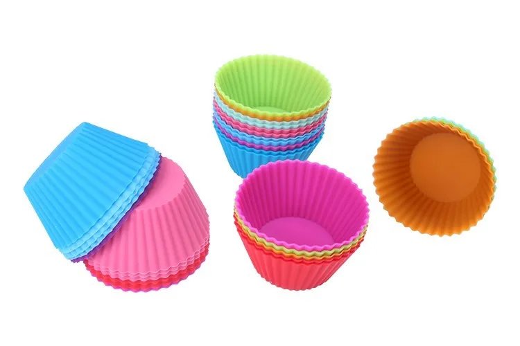 12pcs/lot Silicone Cake Mold Round Heart Shape Muffin Cupcake Baking Molds Home Kitchen Bakeware BPA Free