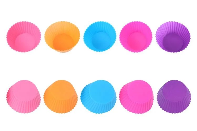 12pcs/lot Silicone Cake Mold Round Heart Shape Muffin Cupcake Baking Molds Home Kitchen Bakeware BPA Free