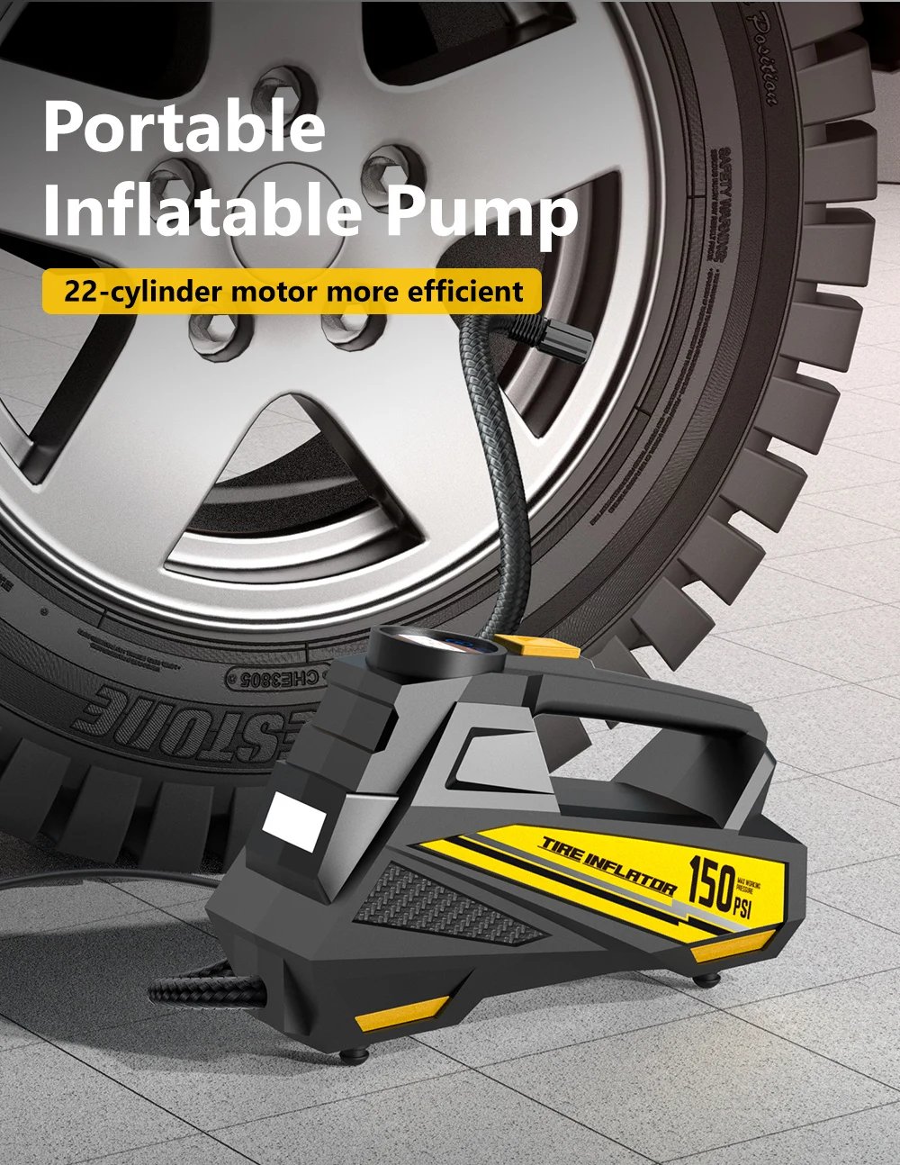 Corded Portable Car Air Pump Upgraded 12V 150PSI Electric Tire Inflator Pump Motorcycle Bike Ball LED Light Car Air Compressor Corded Portable Car Air Pump Upgraded 12V 150PSI Electric Tire Inflator Pump Motorcycle Bike Ball LED Light Car Air Compressor