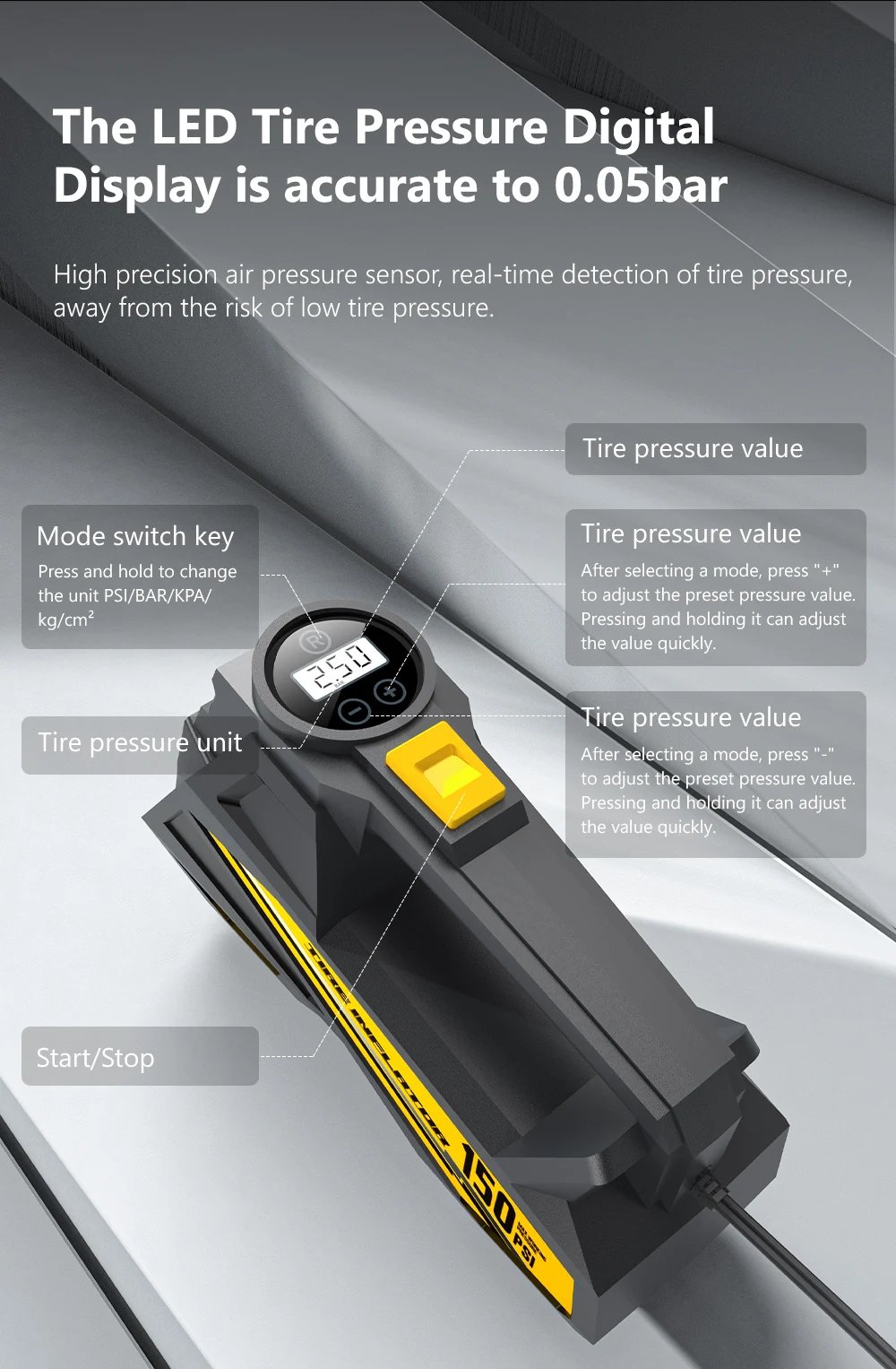 Corded Portable Car Air Pump Upgraded 12V 150PSI Electric Tire Inflator Pump Motorcycle Bike Ball LED Light Car Air Compressor Corded Portable Car Air Pump Upgraded 12V 150PSI Electric Tire Inflator Pump Motorcycle Bike Ball LED Light Car Air Compressor