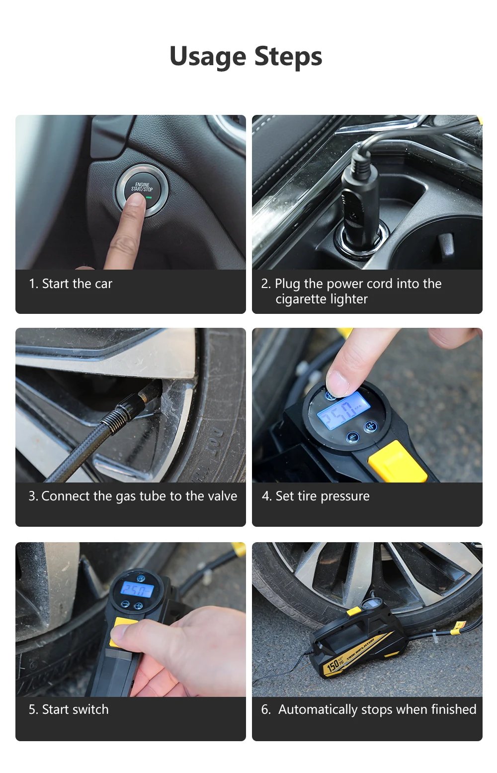 Corded Portable Car Air Pump Upgraded 12V 150PSI Electric Tire Inflator Pump Motorcycle Bike Ball LED Light Car Air Compressor Corded Portable Car Air Pump Upgraded 12V 150PSI Electric Tire Inflator Pump Motorcycle Bike Ball LED Light Car Air Compressor