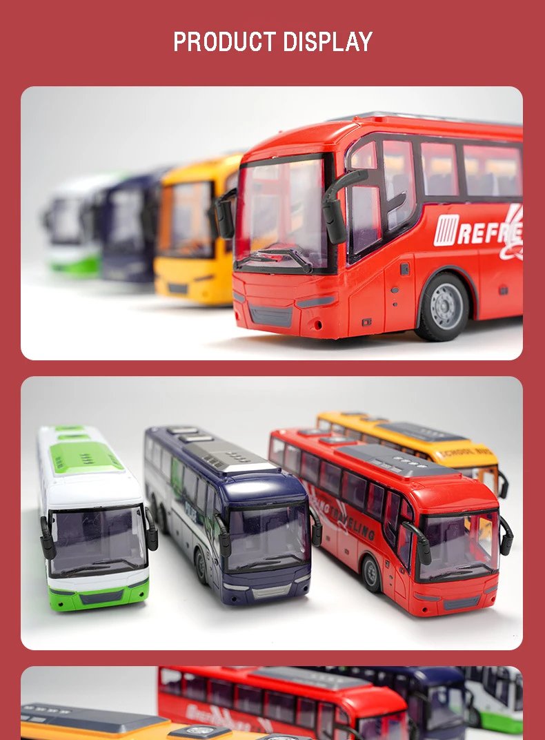 1/30 Rc Bus Electric Remote Control Car with Light Tour Bus School City Model 27Mhz Radio Controlled Machine Toys for Boys Kids