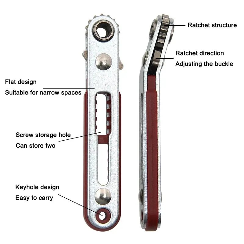 Red Elbow Bidirectional Ratchet Screwdriver Narrow Space Corner Turning Right Angle Cross Slotted Screwdriver Tool