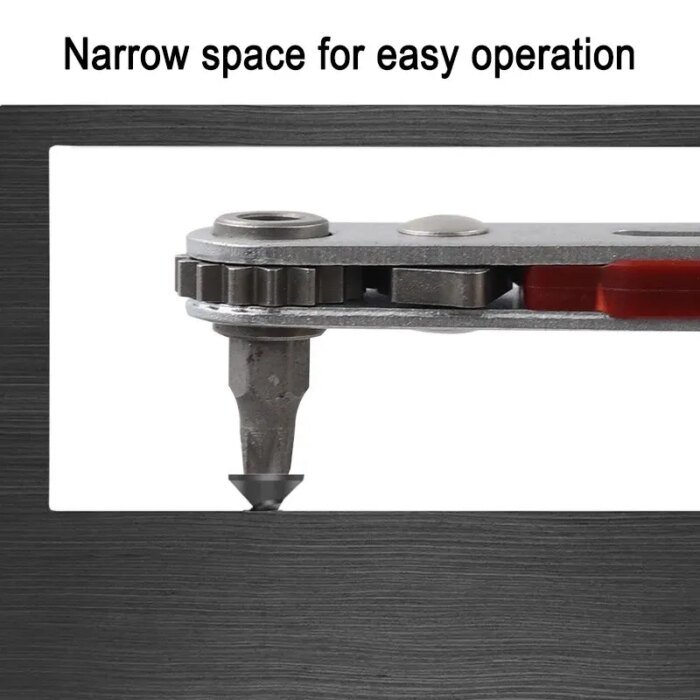 Red Elbow Bidirectional Ratchet Screwdriver Narrow Space Corner Turning Right Angle Cross Slotted Screwdriver Tool - Image 5