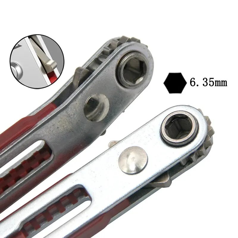 Red Elbow Bidirectional Ratchet Screwdriver Narrow Space Corner Turning Right Angle Cross Slotted Screwdriver Tool