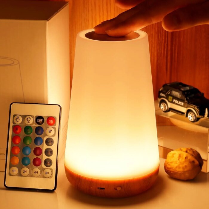 Table Lamp Bedside Lamp For Bedroom 13 Color Changing Touch Night Light RGB Remote Dimmable USB Rechargeable Portable Room Light - Image 1