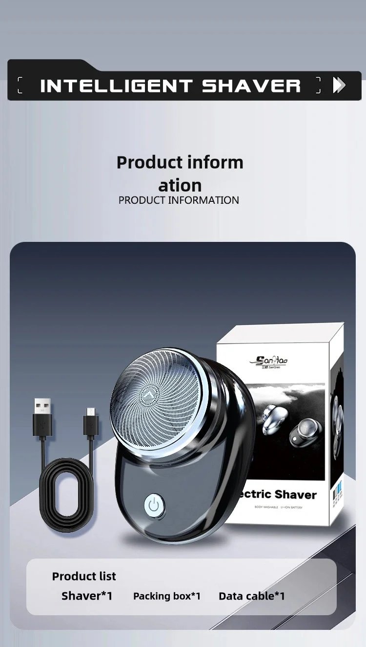 Rechargeable mini pocket travel electric shave, portable wireless separate shave, face beard and body hair trimmer