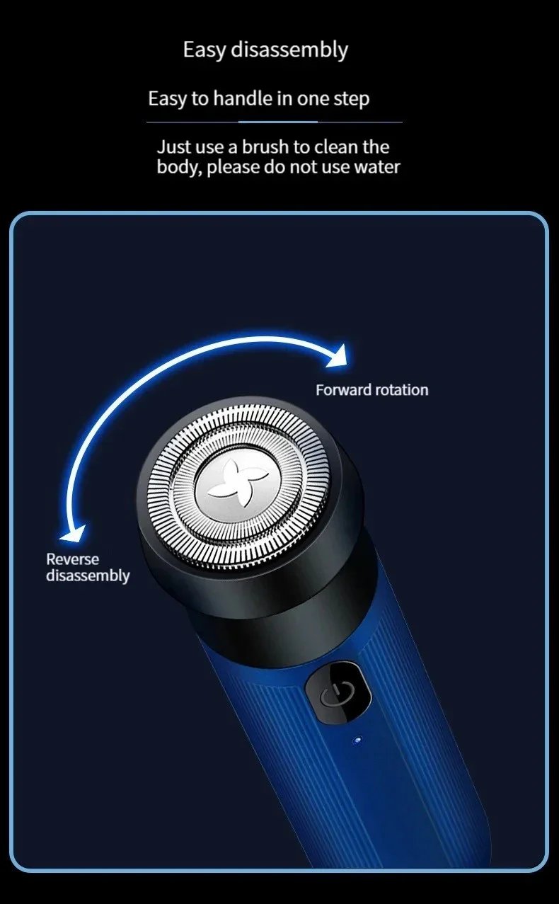 Low Frequency High-Speed Fast Mini Portable Charging Beard Electric Shaver Can be Removed in One Step Suitable for Men and Women