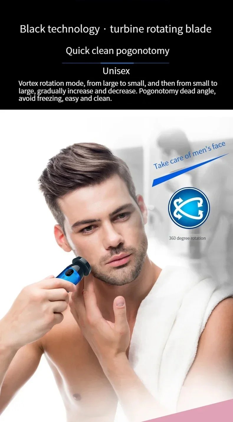 Low Frequency High-Speed Fast Mini Portable Charging Beard Electric Shaver Can be Removed in One Step Suitable for Men and Women