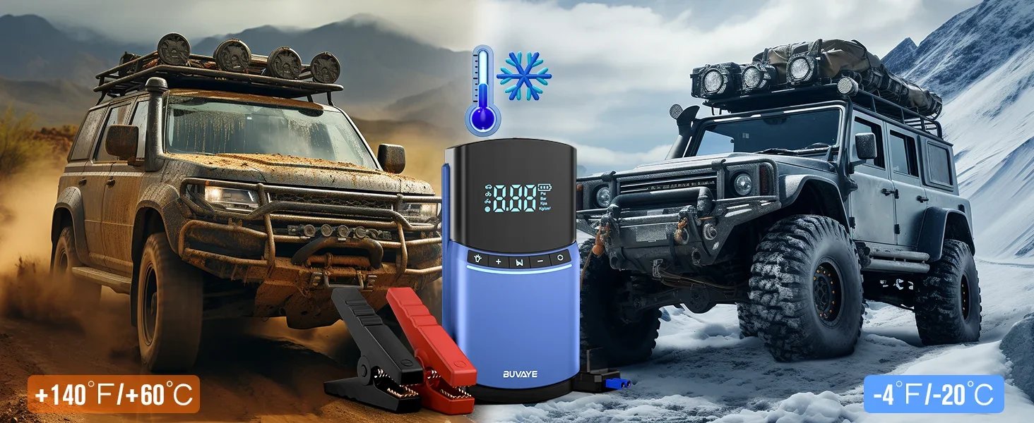 BUVAYE 4 in 1 Car Jump Starter Air Pump 150PSI Tyre Compressor 2000A Starter Device 10000mAh Power bank Digital Inflatable Pump BUVAYE 4 in 1 Car Jump Starter Air Pump 150PSI Tyre Compressor 2000A Starter Device 10000mAh Power bank Digital Inflatable Pump