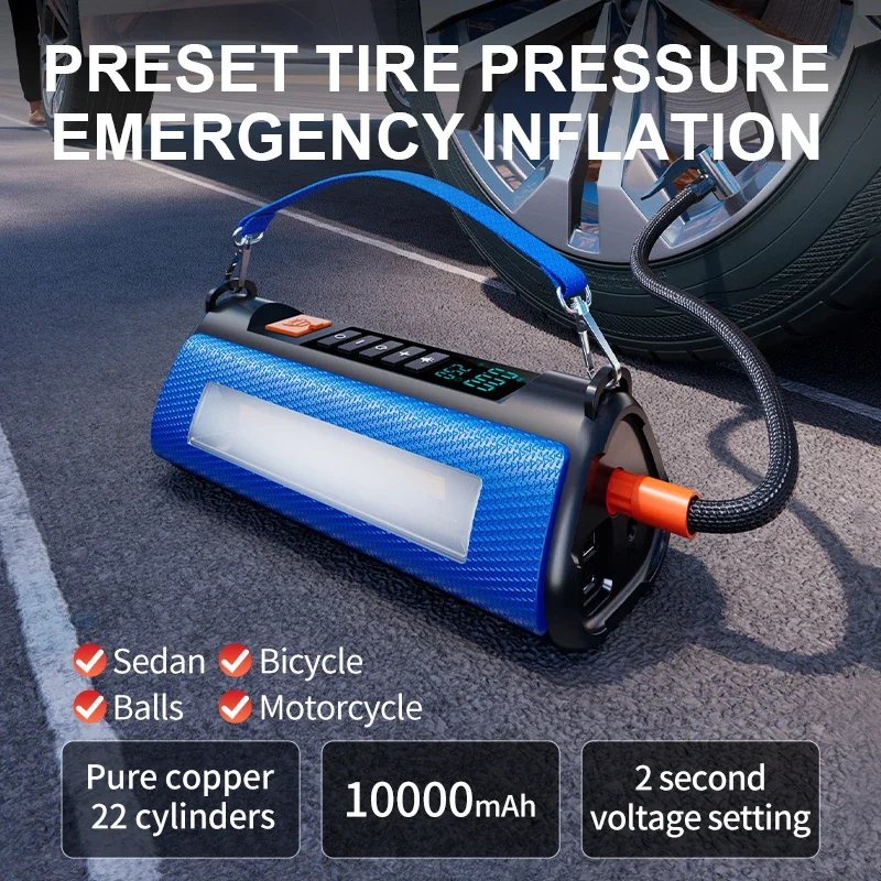 Wireless Car Jump Starter Air Pump Air Compressor Power Bank 4 in 1 10KmAh Car Battery Starter Starting Auto Tyre Inflator