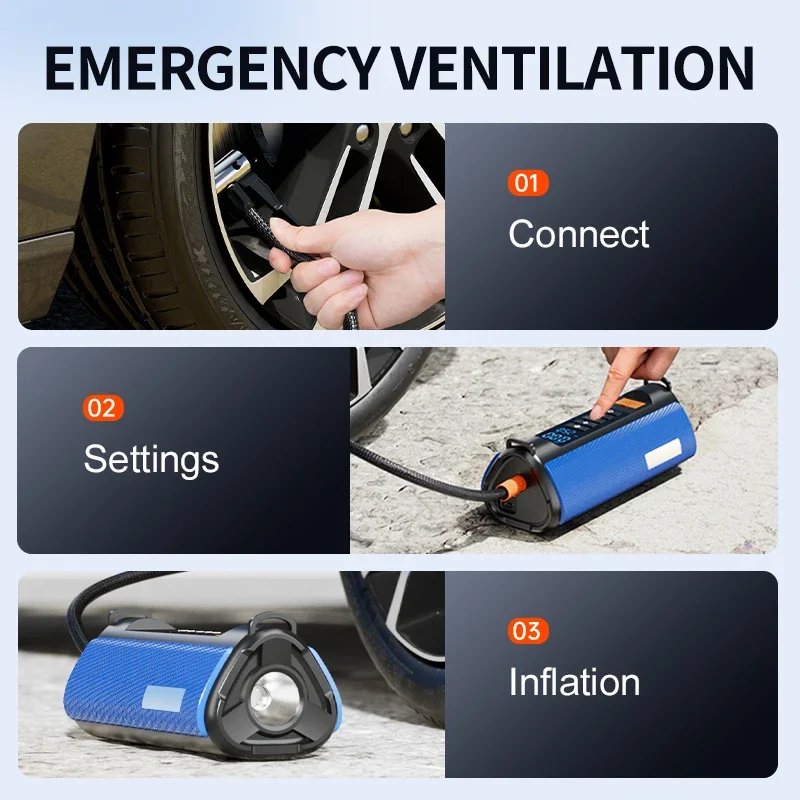 Wireless Car Jump Starter Air Pump Air Compressor Power Bank 4 in 1 10KmAh Car Battery Starter Starting Auto Tyre Inflator