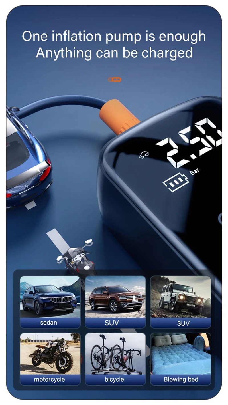 1pc Wireless Car Air Compressor Air Pump Electric Tire Inflator Pump for Motorcycle Bicycle Boat AUTO Tyre Balls Inflatable 1pc Wireless Car Air Compressor Air Pump Electric Tire Inflator Pump for Motorcycle Bicycle Boat AUTO Tyre Balls Inflatable