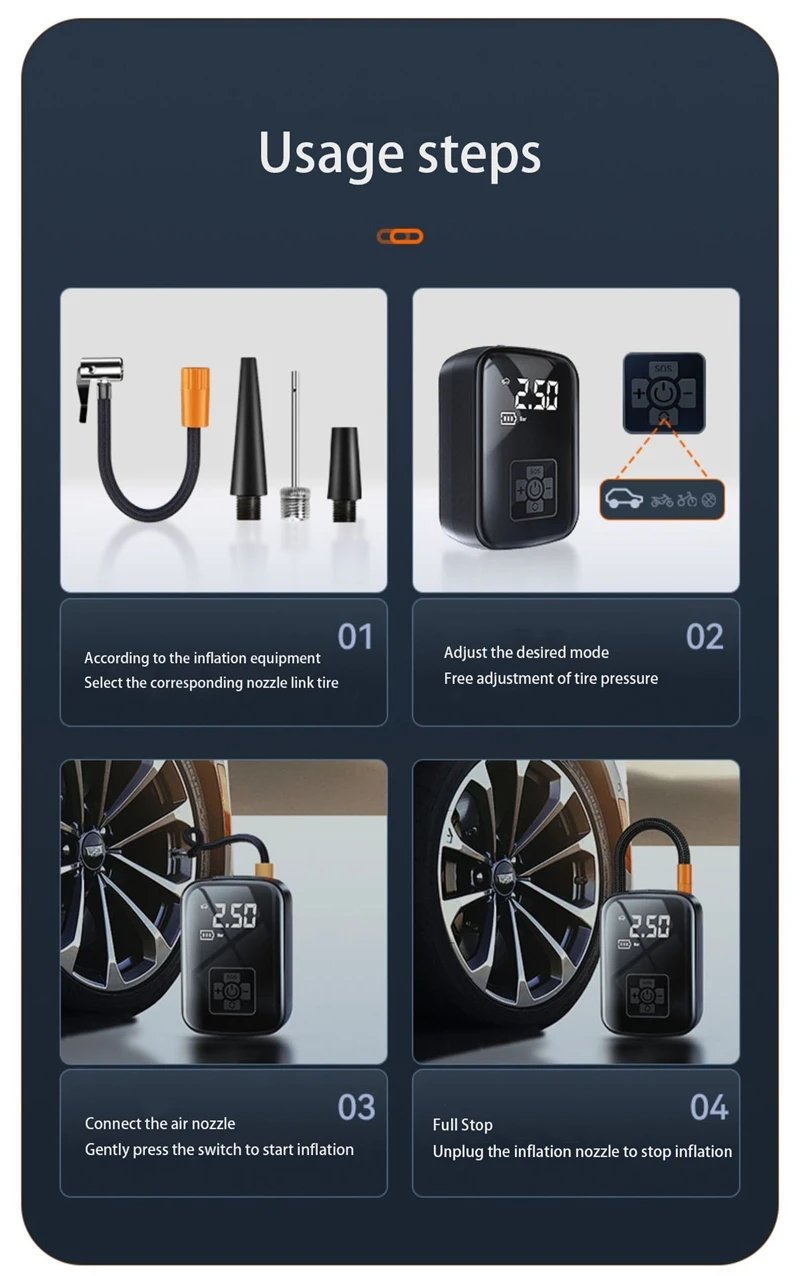 1pc Wireless Car Air Compressor Air Pump Electric Tire Inflator Pump for Motorcycle Bicycle Boat AUTO Tyre Balls Inflatable 1pc Wireless Car Air Compressor Air Pump Electric Tire Inflator Pump for Motorcycle Bicycle Boat AUTO Tyre Balls Inflatable