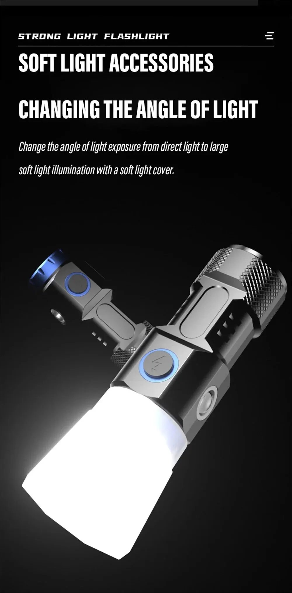 MINI Rechargeable LED Flashlight Camping Light With Side Lights and Lampshade Tail with Magnet Suitable for Exploring, Camping