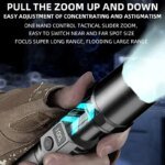 High Power XHP100 Led Flashlight Rechargeable Retractable Flashlight Digital Zoom Usb Hand Light For Camping,Outdoor And Emerge - Image 3