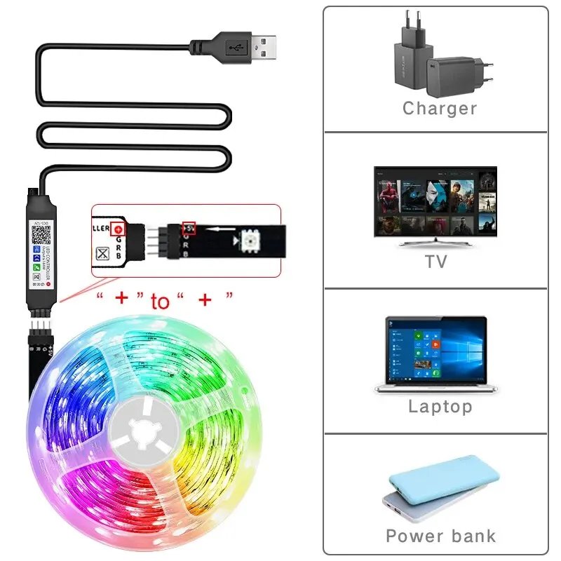 Led Strip Lights Bluetooth Control RGB LED Lights for TV USB 5V Led Tape for TV Backlight Room Party Decoration Led Strip Lights Bluetooth Control RGB LED Lights for TV USB 5V Led Tape for TV Backlight Room Party Decoration