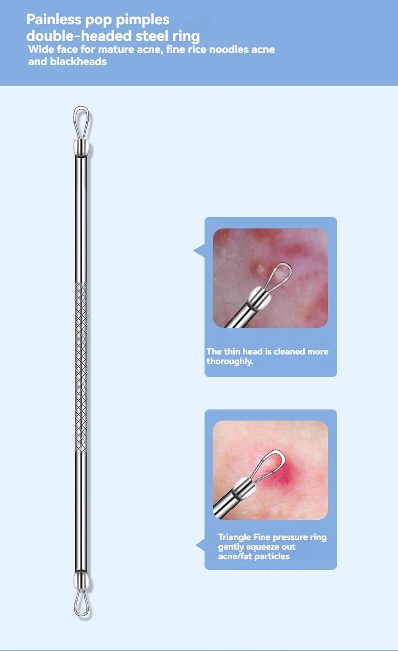 11Pcs Ingrown Hair Tweezers Acne Blackhead Removal Needles Black Dots Cleaner Pore Cleaner Deep Cleansing Face Skin Care Tools