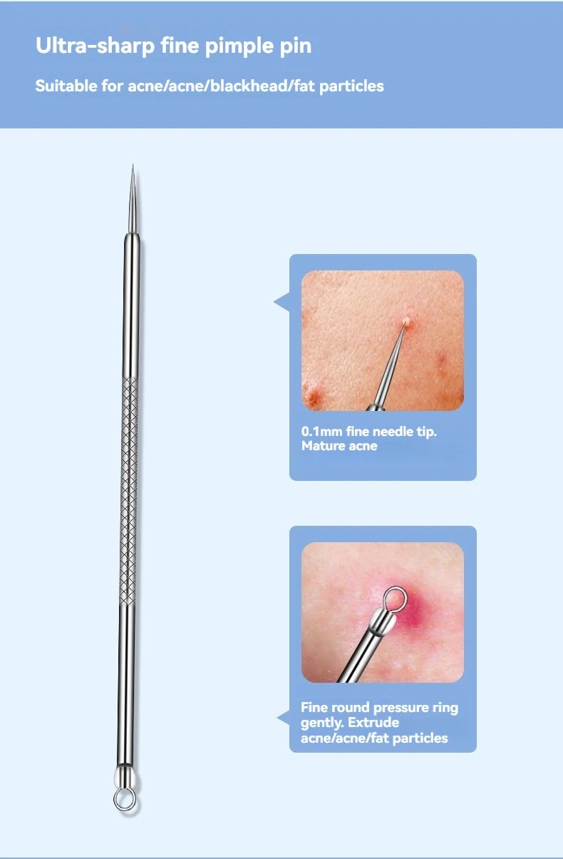 11Pcs Ingrown Hair Tweezers Acne Blackhead Removal Needles Black Dots Cleaner Pore Cleaner Deep Cleansing Face Skin Care Tools