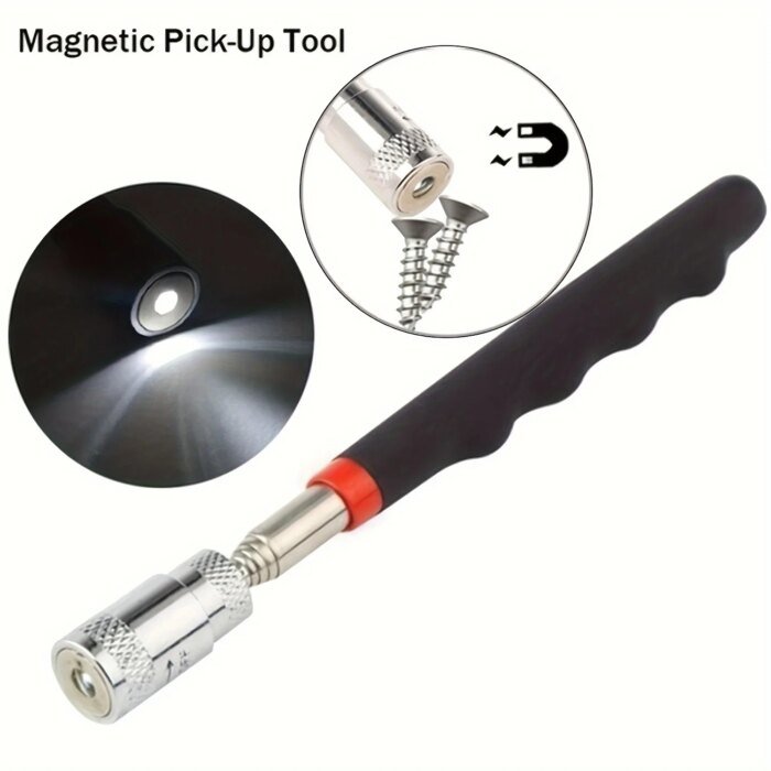 Portable Magnetic Pick Up Tool Extendable Telescopic LED Torch Magnet Rod For Repairing Shop - Image 1