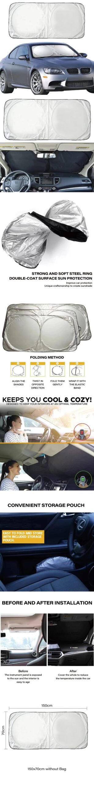 Car Window Sunshade Cover Sun Shade Windshield Visor Protector Windscreen Folding Auto UV Protection Curtain Styling Accessories