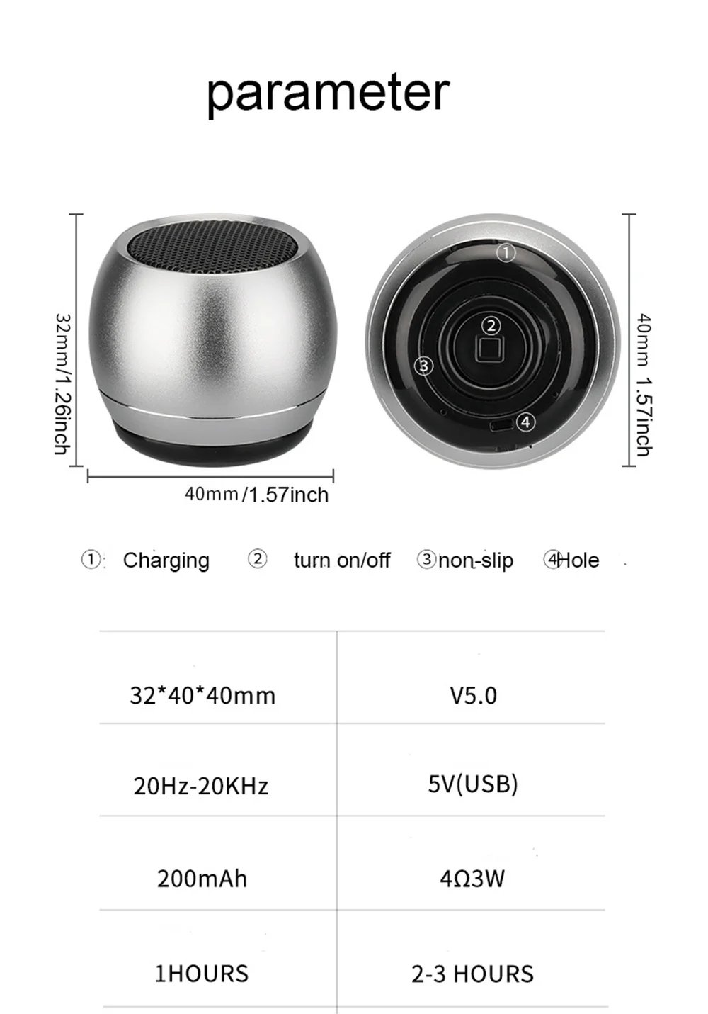 U3 TWS Interconnect Portable Mini Wireless Stereo Speaker Bluetooth Gun Metal Heavy Subwoofer Outdoor Speaker