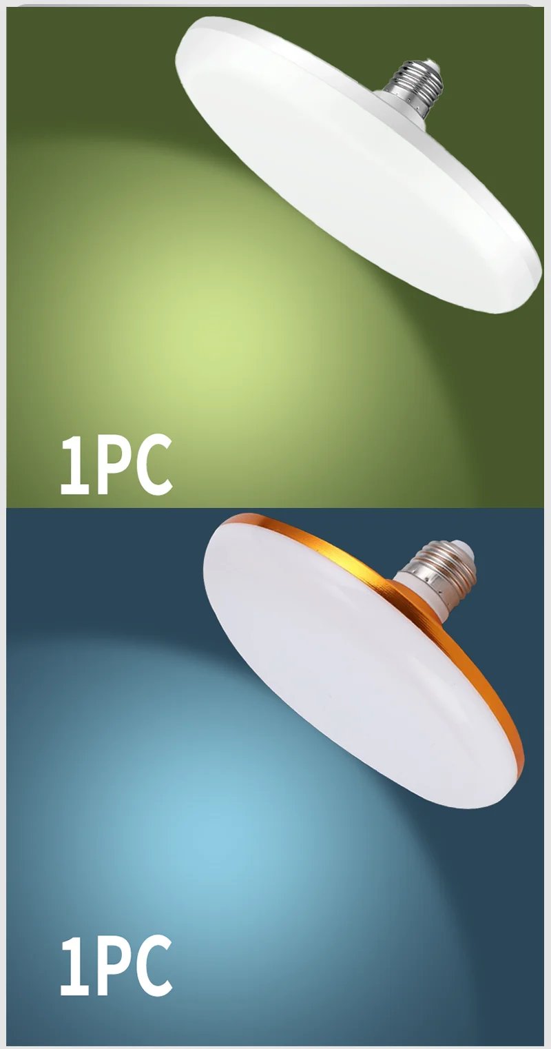 LED Bulb AC 220v E27 Base Household Energy Saving Lamp 18W Indoor Lighting Flying Saucer Light 6500k Ceiling Lamp Garage Light